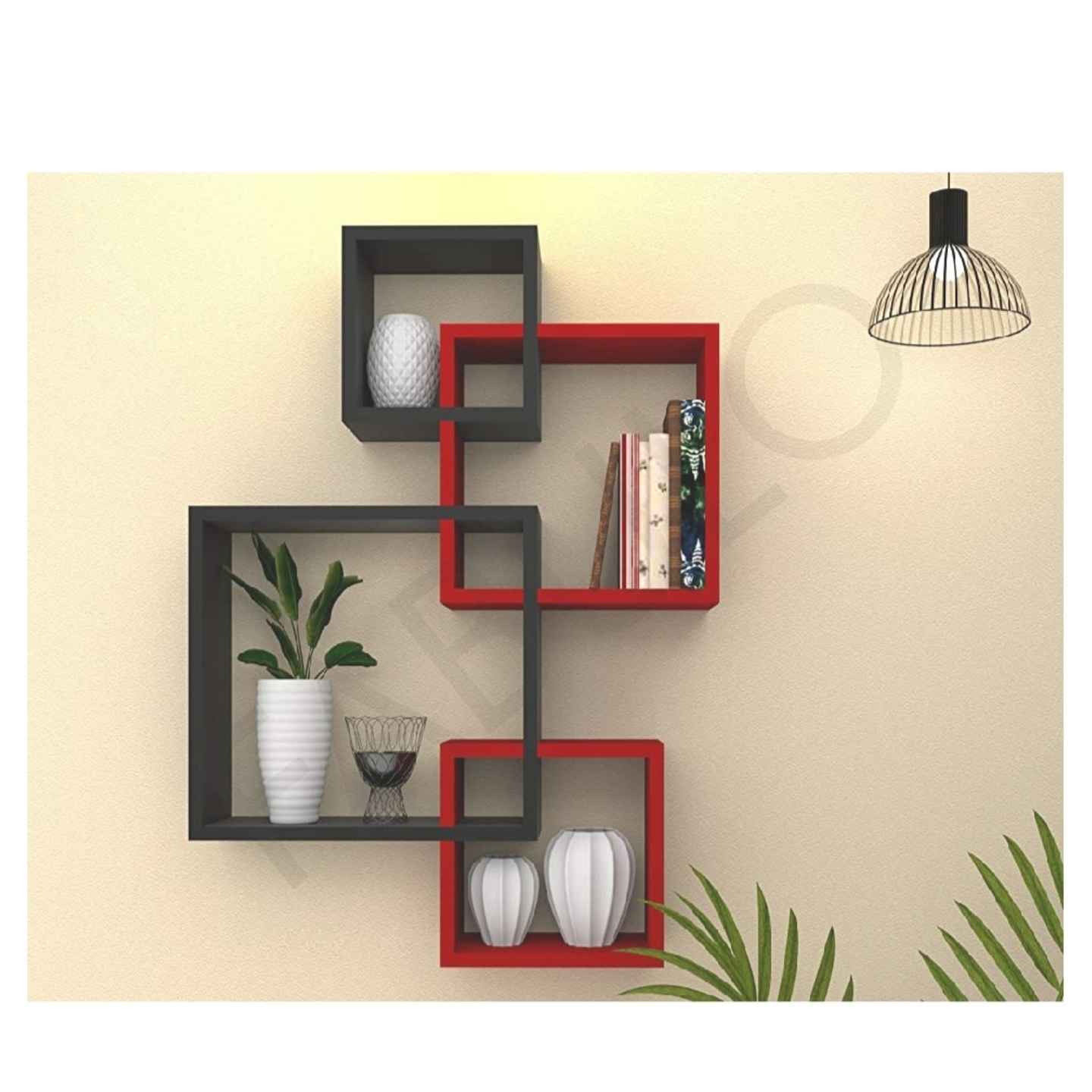 Rectangular Shape Wooden MDF 4 piece wall shelf set