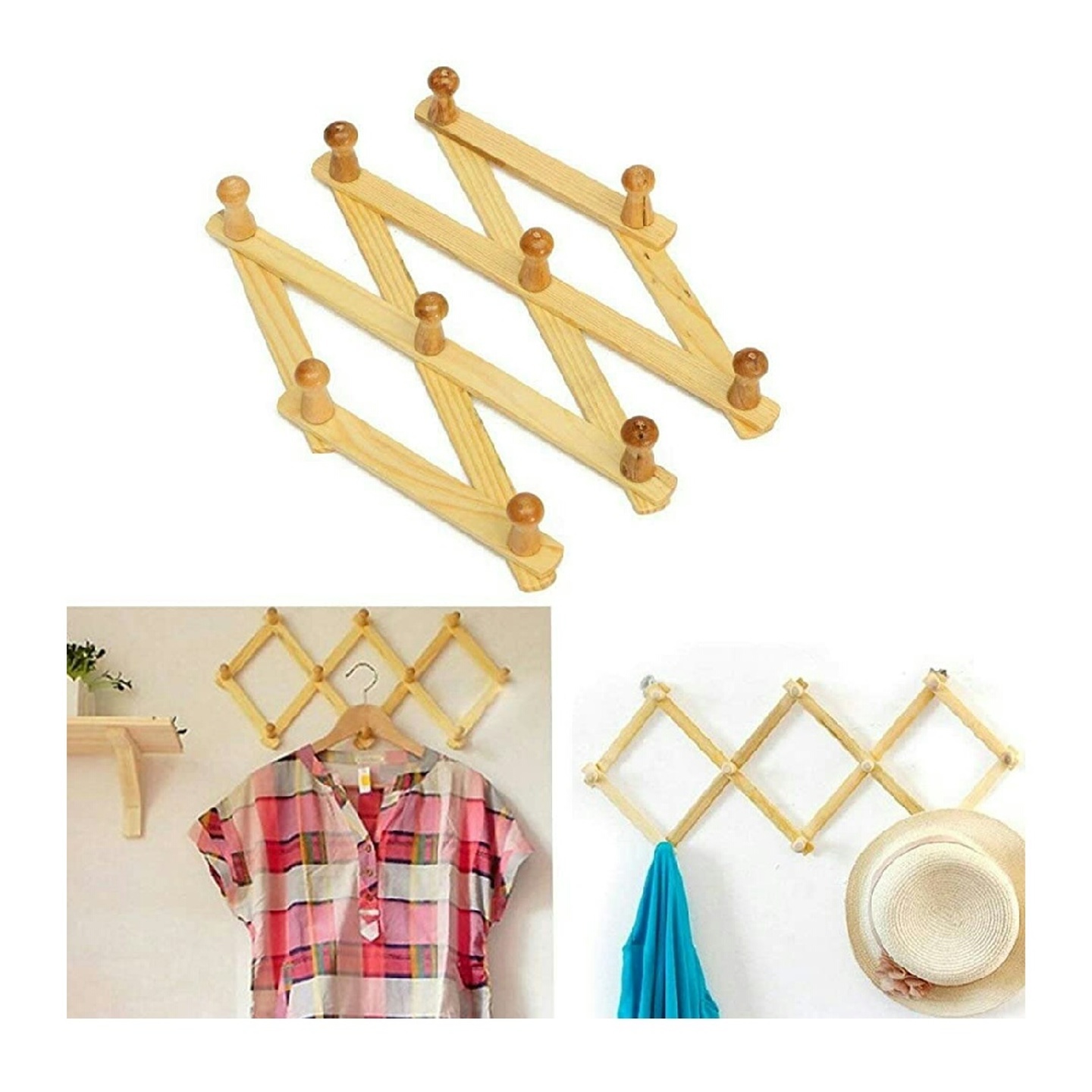 Stylish Folding Wooden Cloth Hanger set of 2