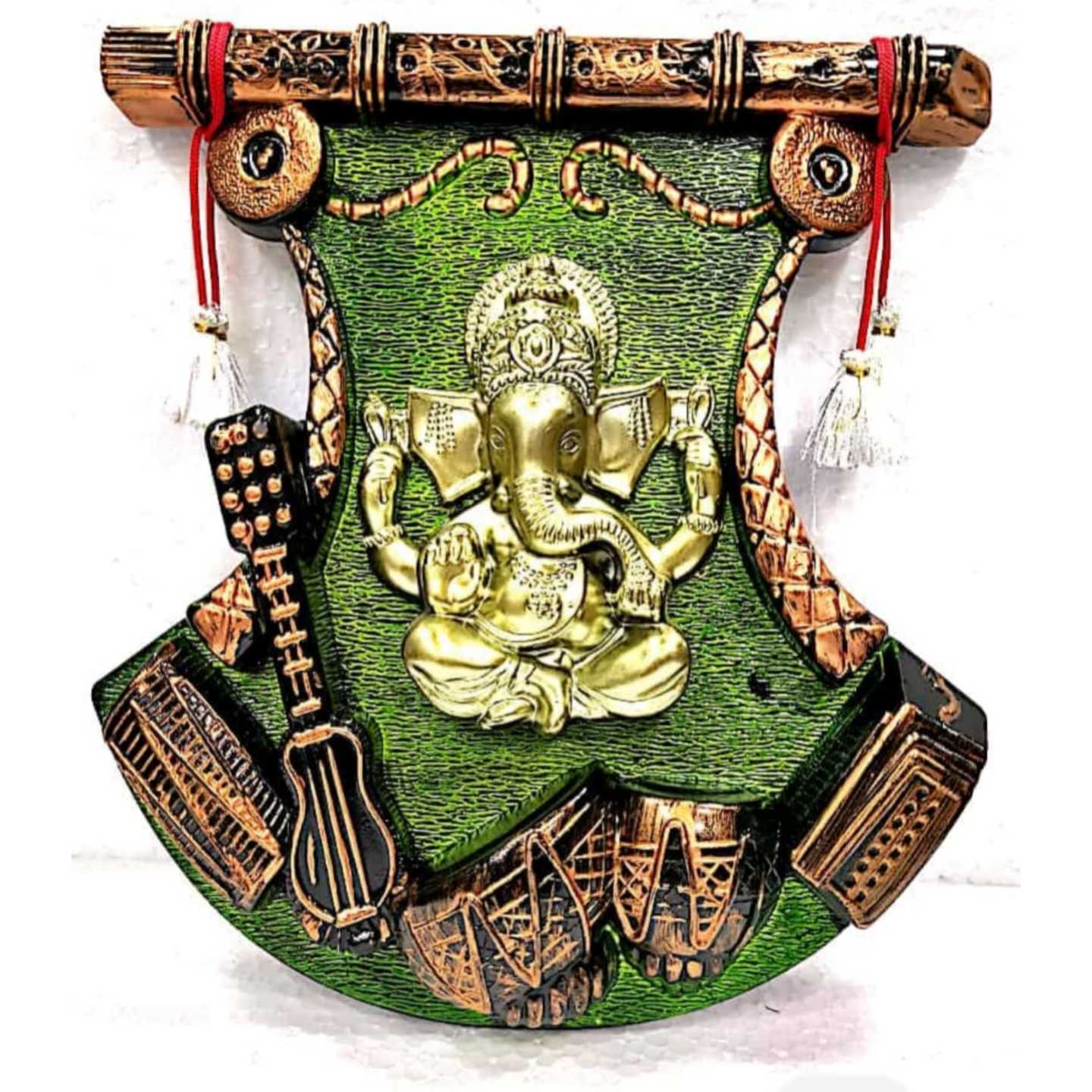 Fan shape Lord Ganesha Wall Hanging in assorted colours and patterns 