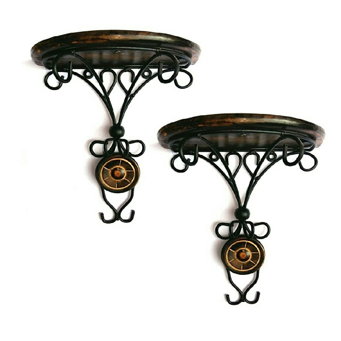 Wood & Iron Wall Shelf Set of 2