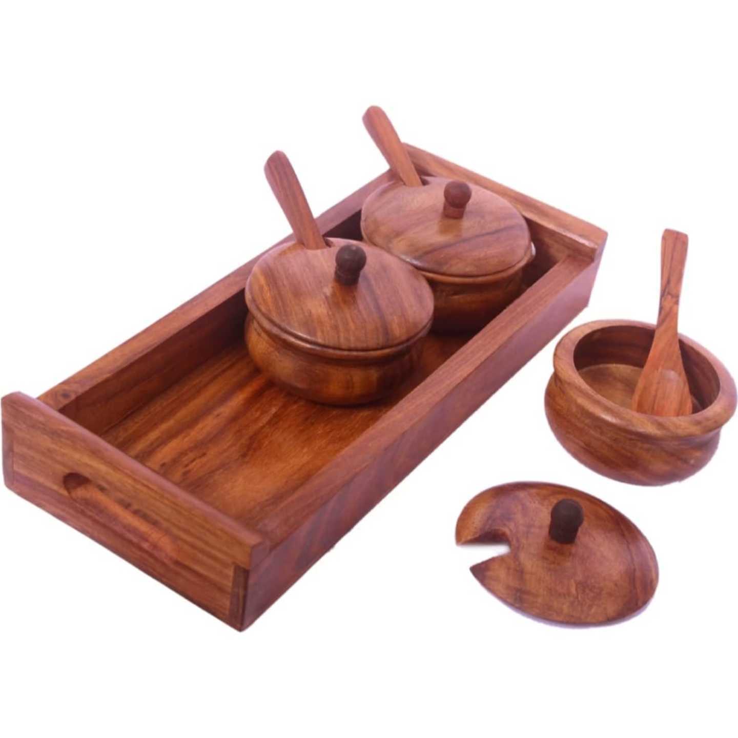 Cheabest Exclusive Solid Wood Serving Bowl with wooden tray 