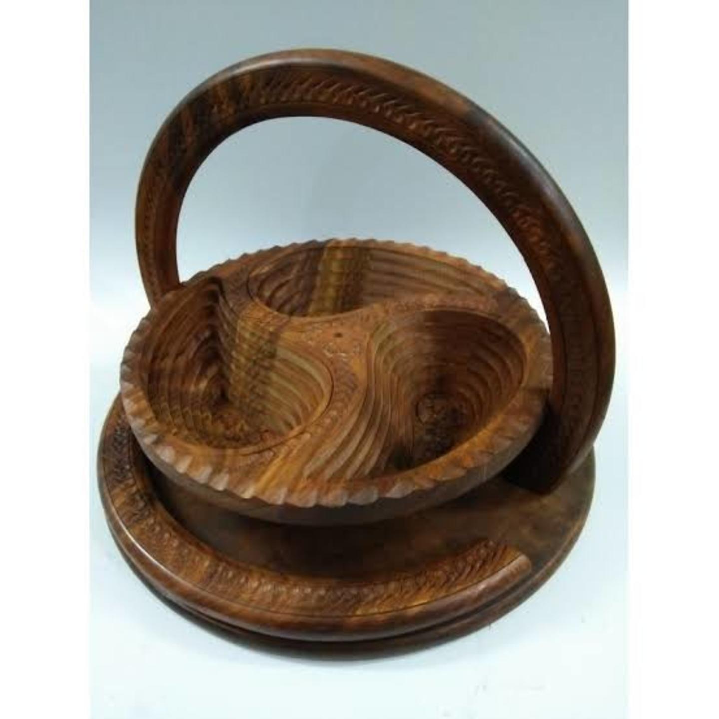 Solid Wood Dry Fruit Serving Tray with antique polish 