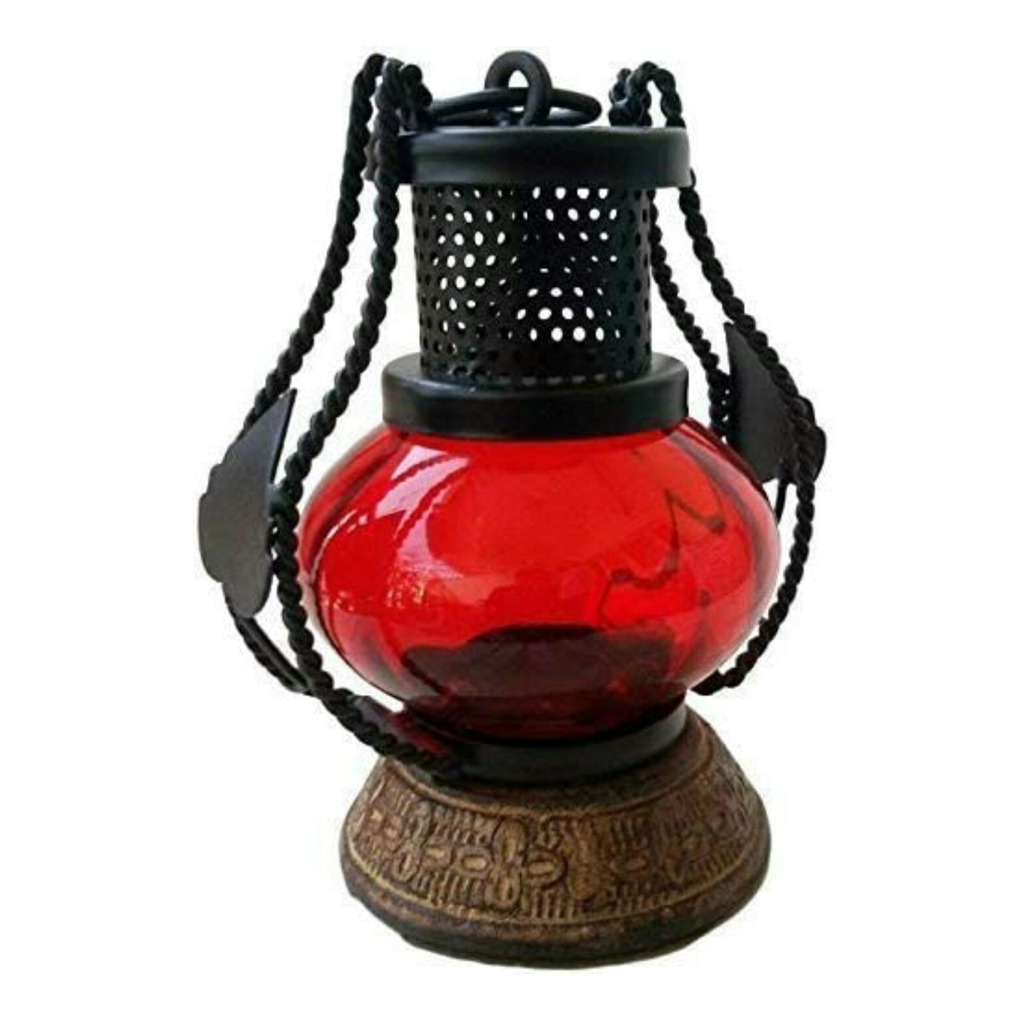 Solid wood and iron electric lamp showpiece