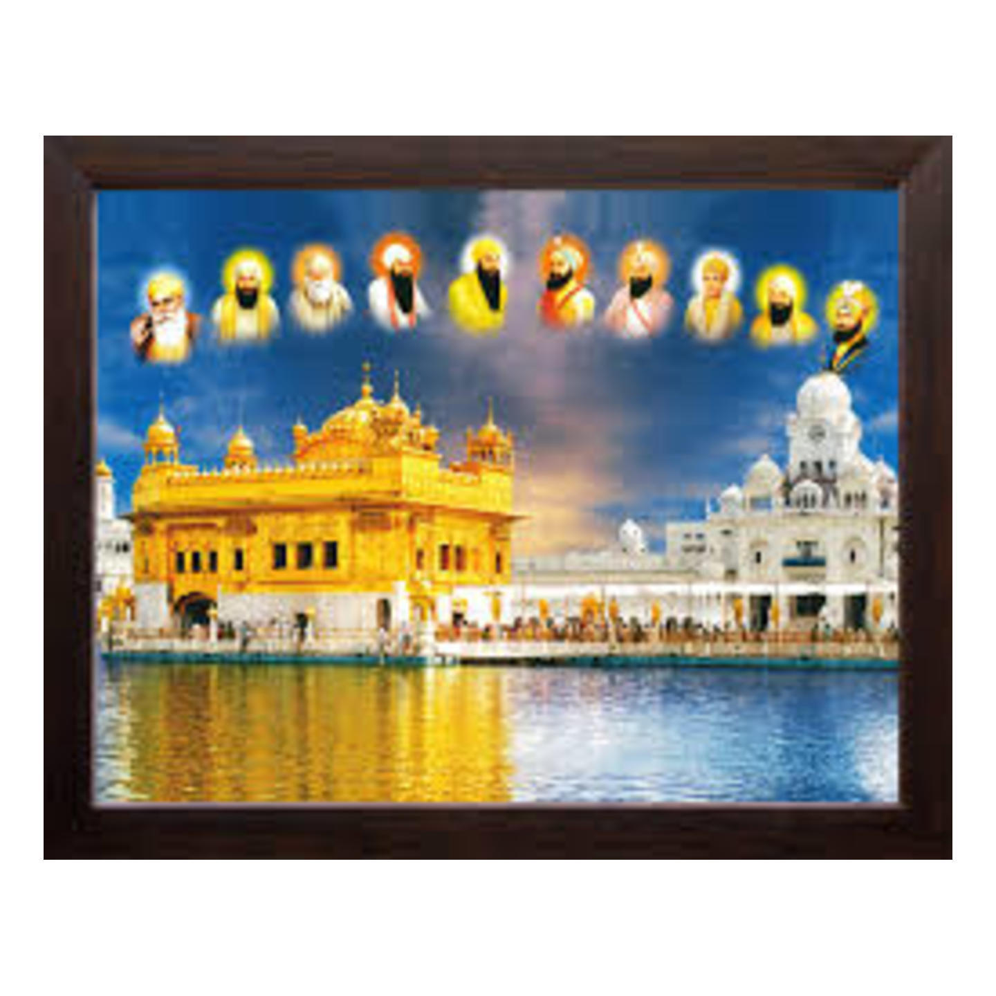 Wooden finish divine Sikh Guru Frame in assorted patterns 16*12 inches