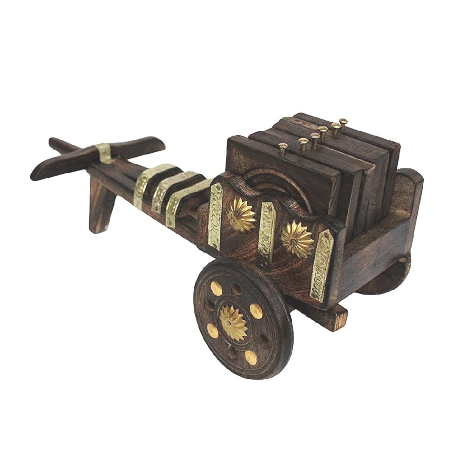 Wooden Bullock Cart Shape Tea coaster set 