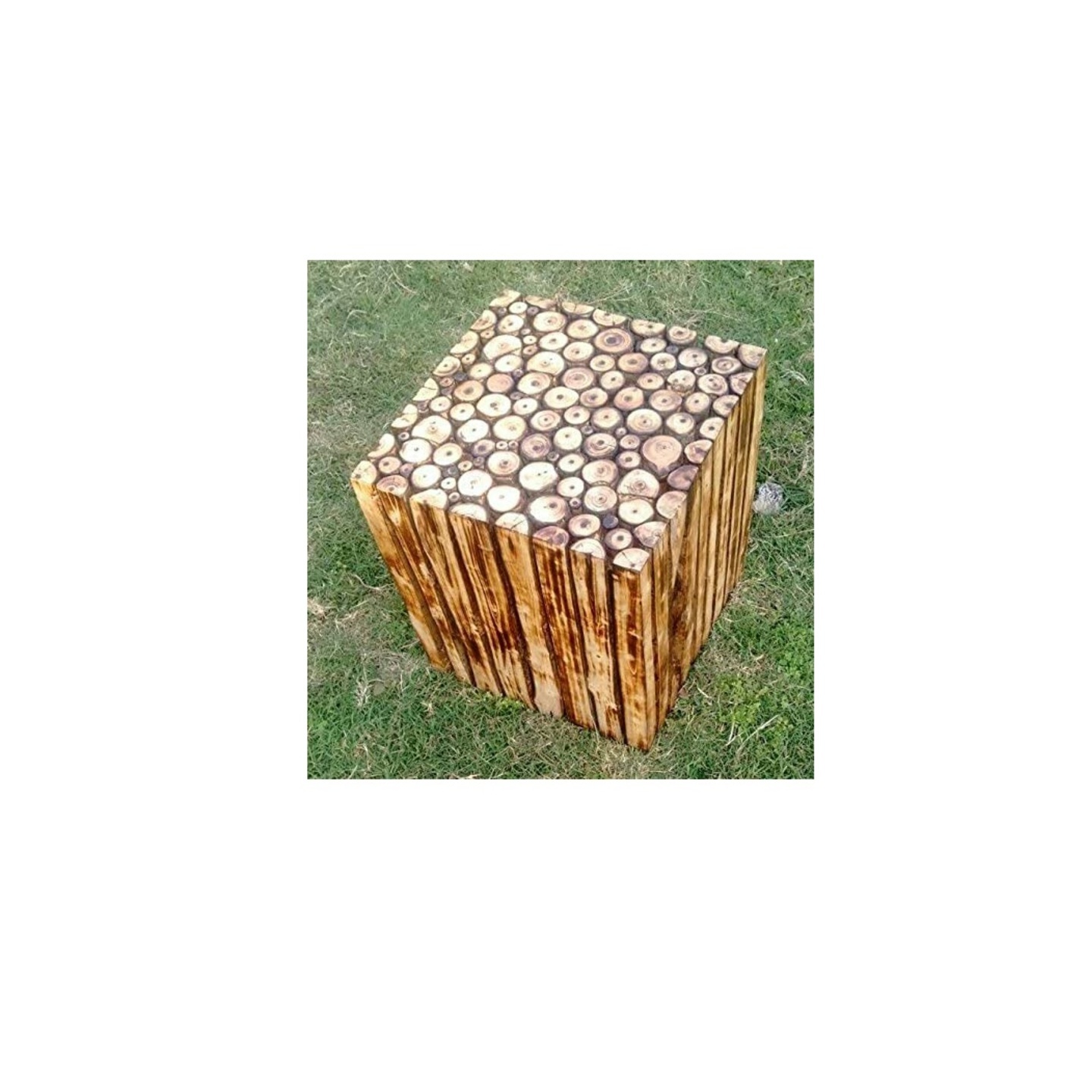 Solid Wood Tree trunk shape square stool