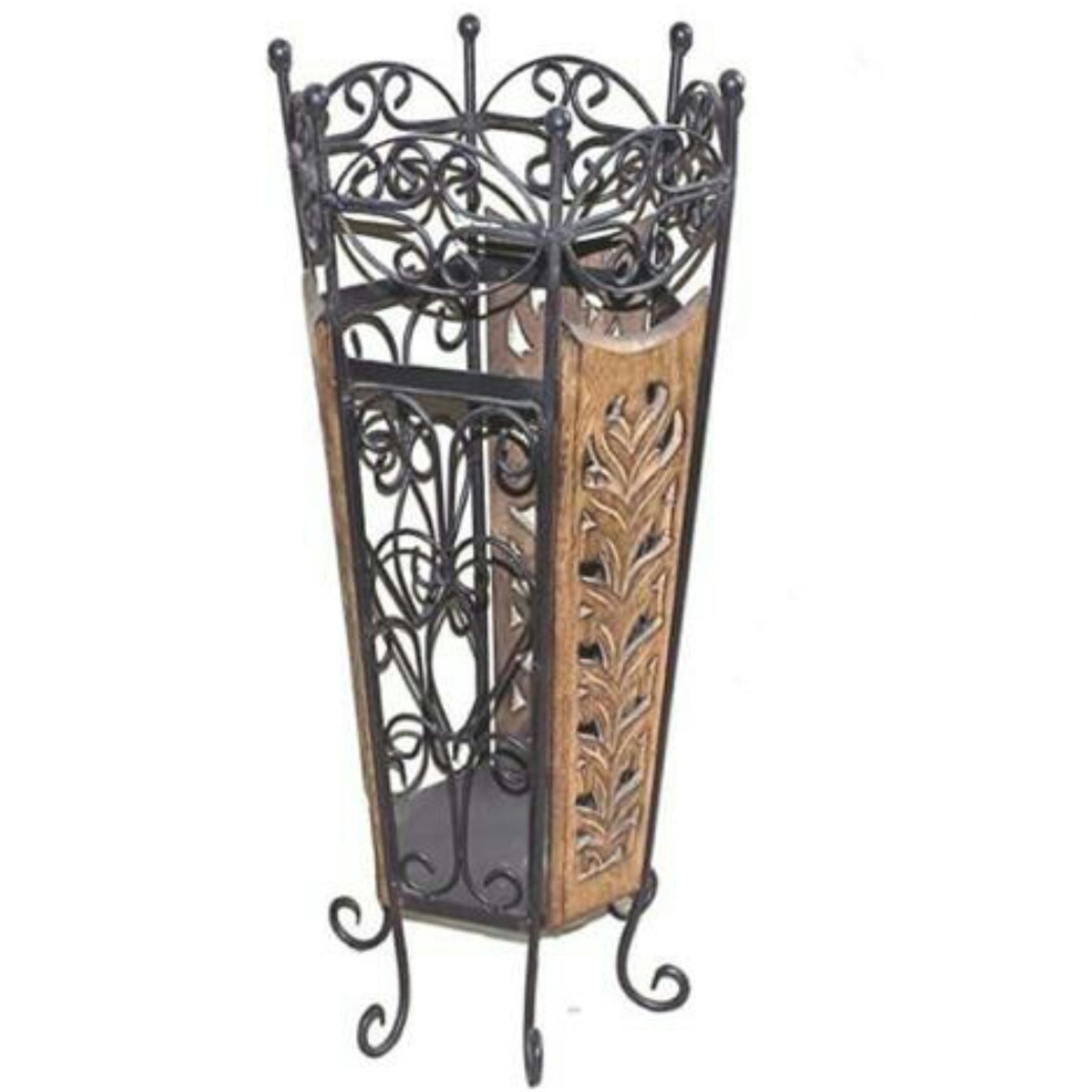 Solid Wood Umbrella Stand with iron base