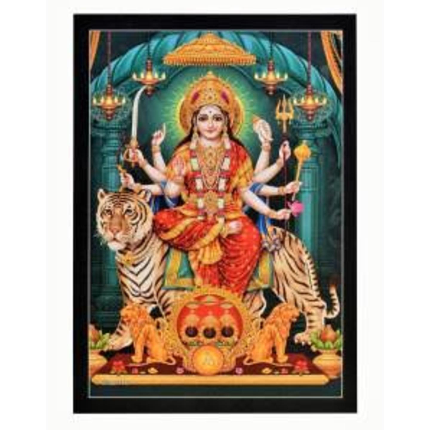 Wooden finish Divine Sherawali Mata Frame in 16*12 inches