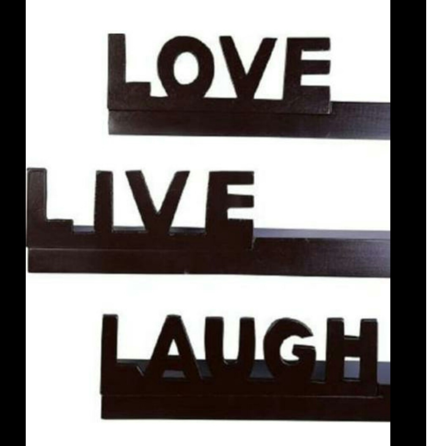 Wooden MDF 3 rack shelf with inspirational quote in black colour 
