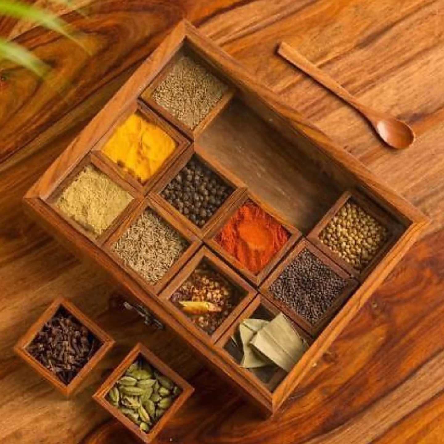 Super exclusive Solid Wood Masala Box with 12 racks