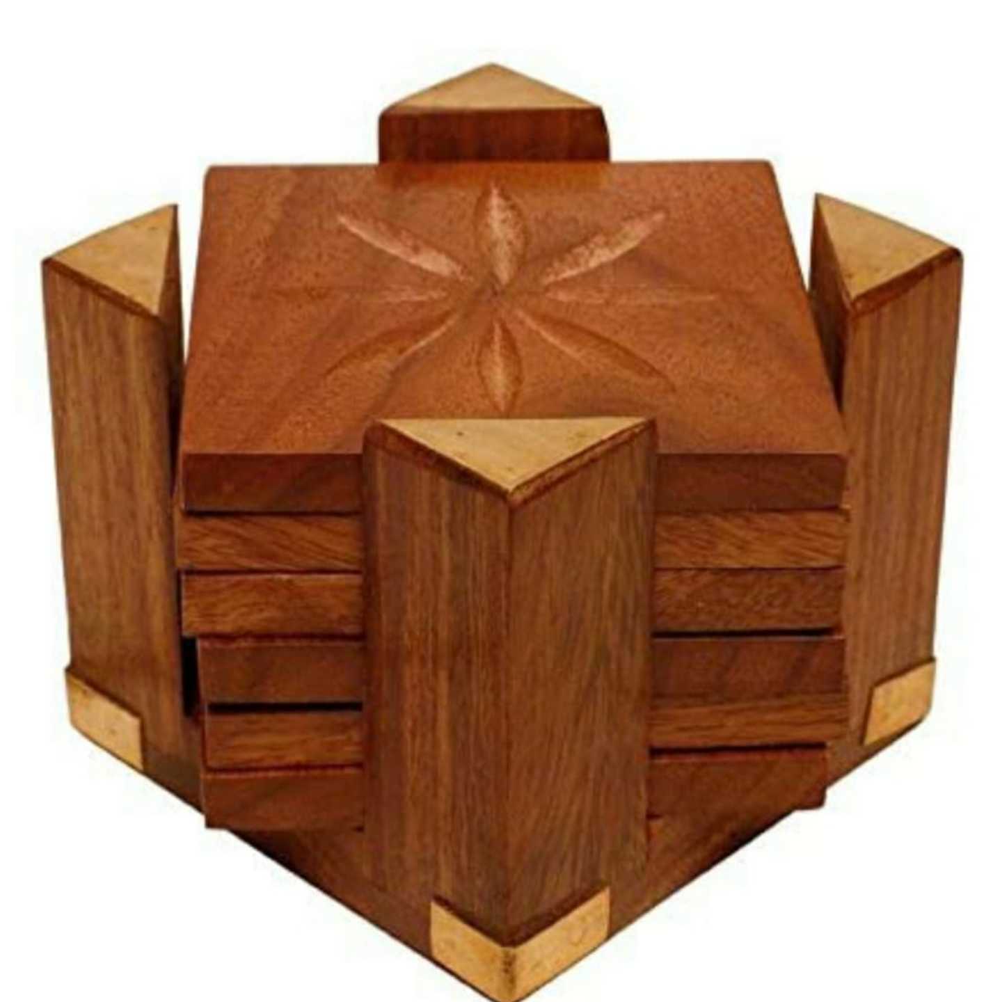 Wooden Building Shape Tea Coaster Set 