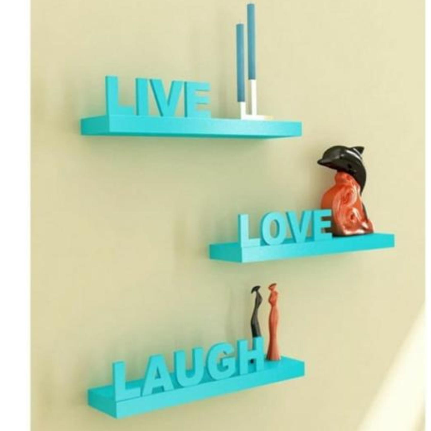 Wooden MDF 3 rack shelf with inspirational quote