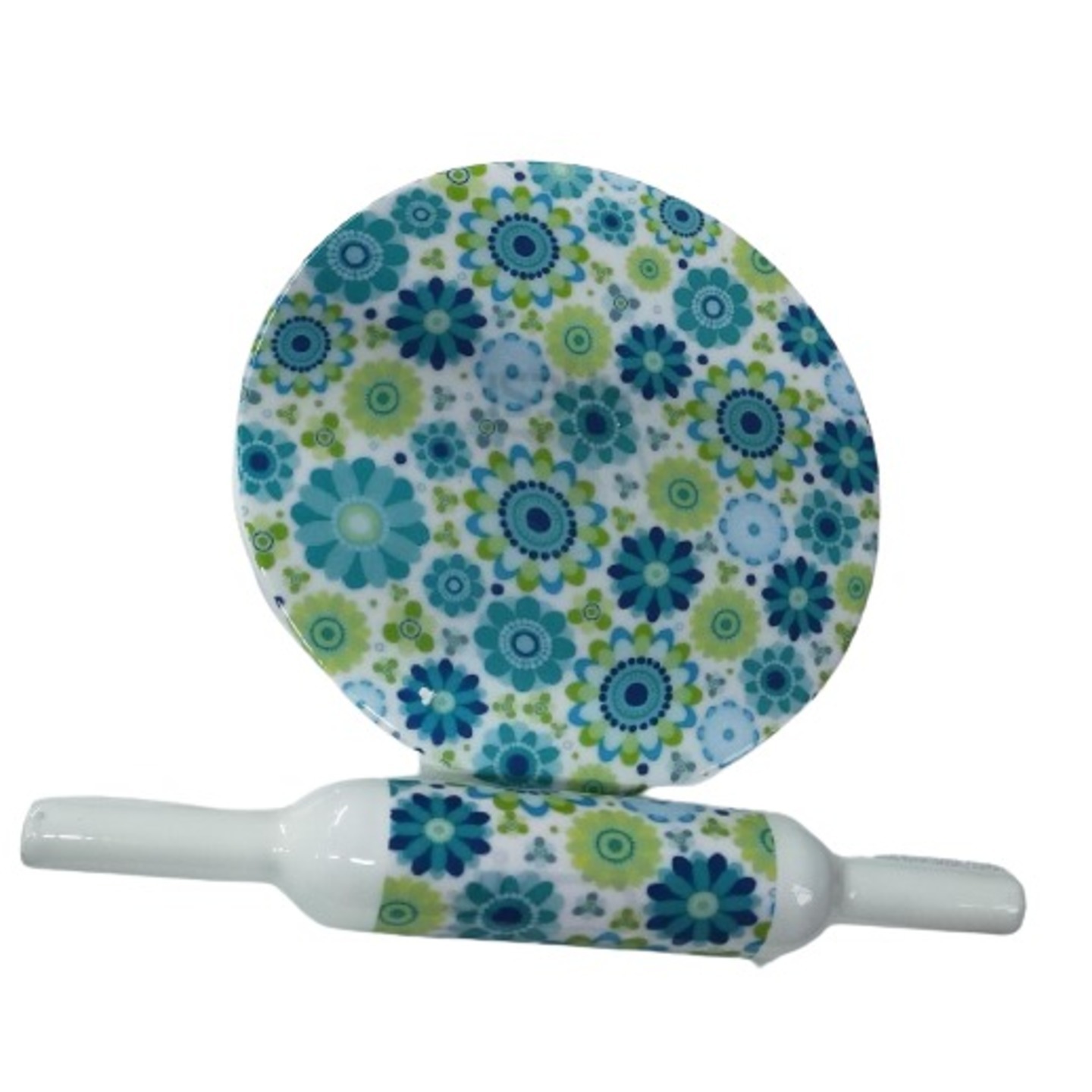 Dual Tone Blue Marble Rolling Pin Set with Stand