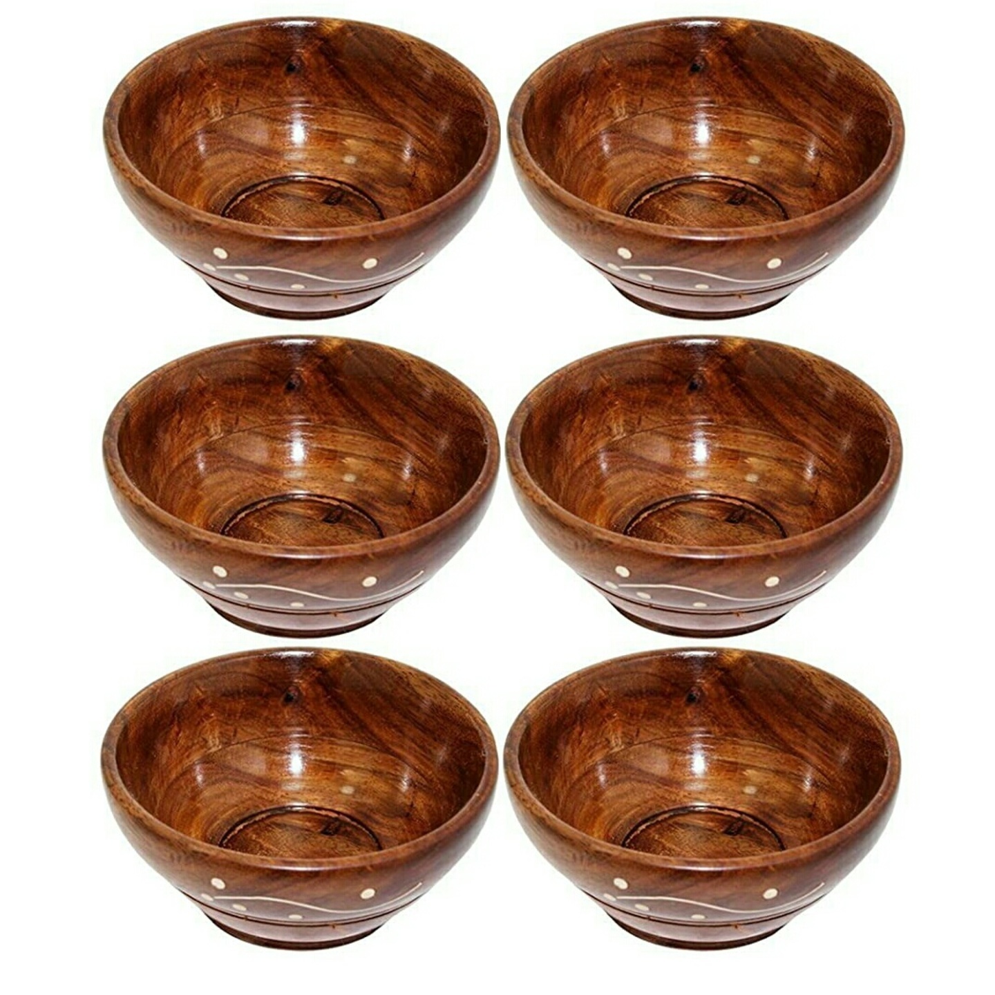 Solid Sheesham wood Soup Serving Bowls Set of 6