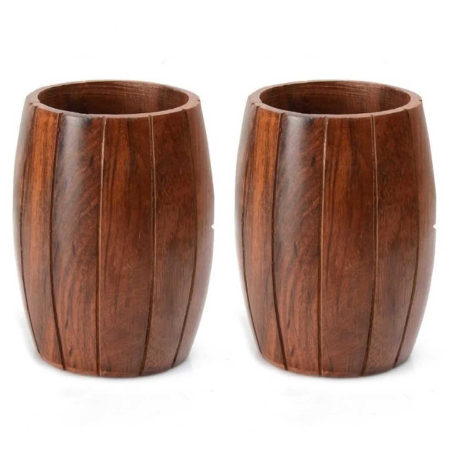 Solid Sheesham wood cutlery Set of 2 in Barrell Shape