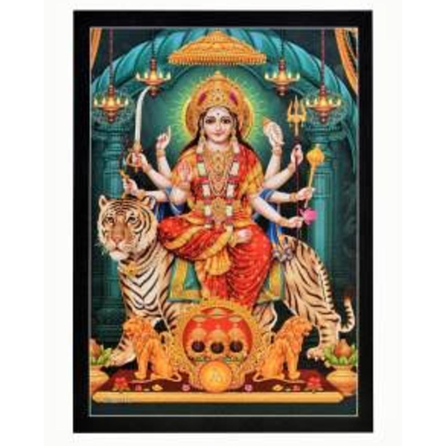 Wooden finish Divine Sherawali Mata Frame in 24*36 inches