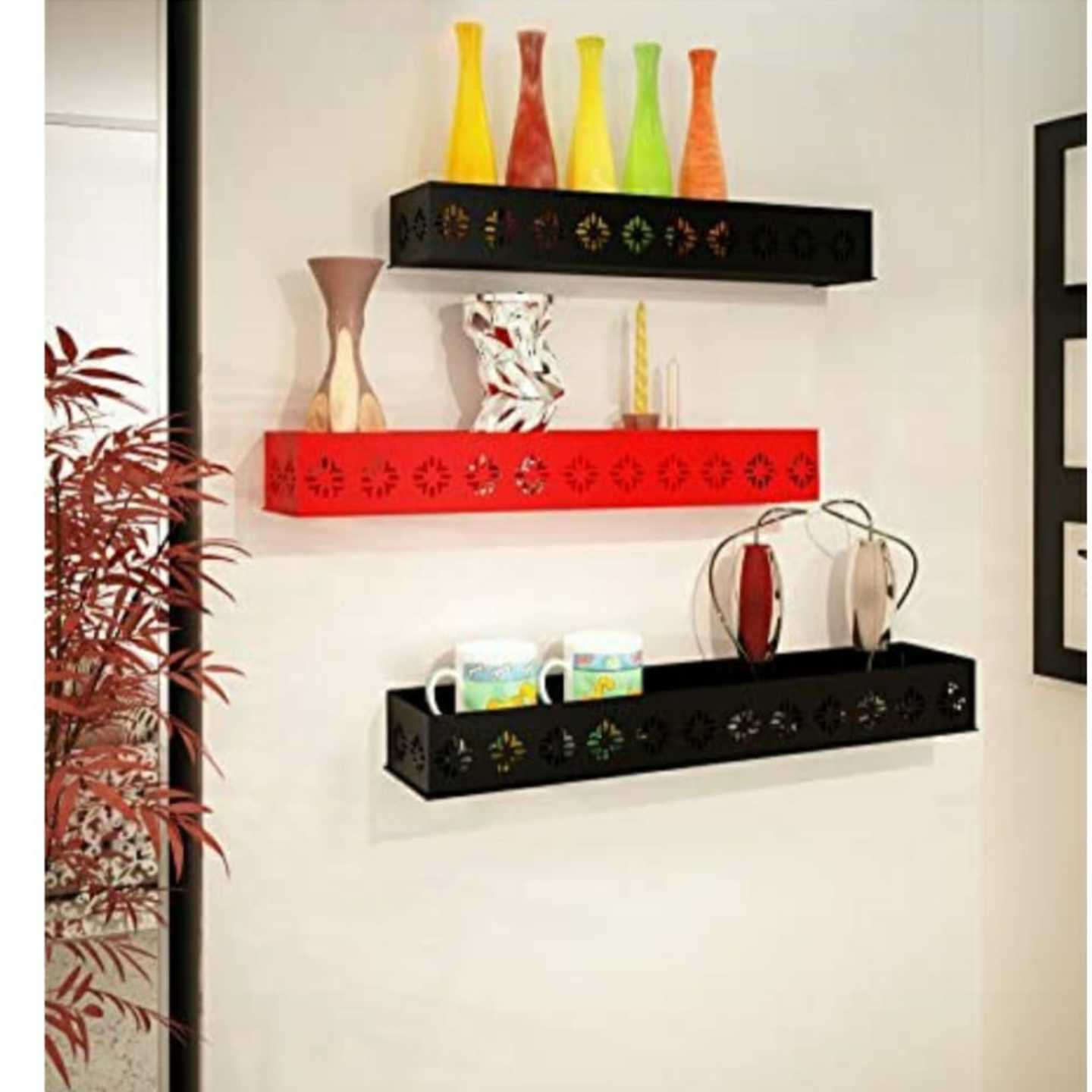 Slab shape 3 rack wall shelf set