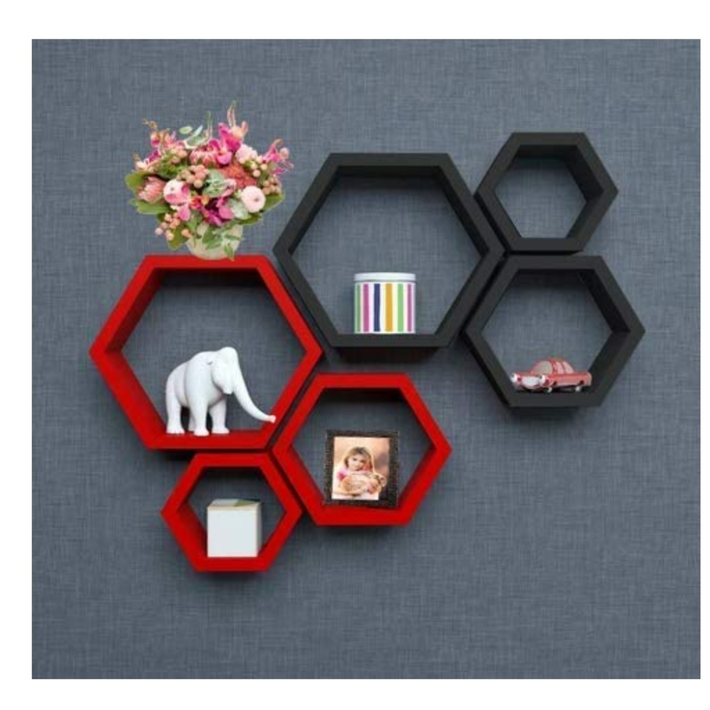 Hexagon shape 6 rack shelf set