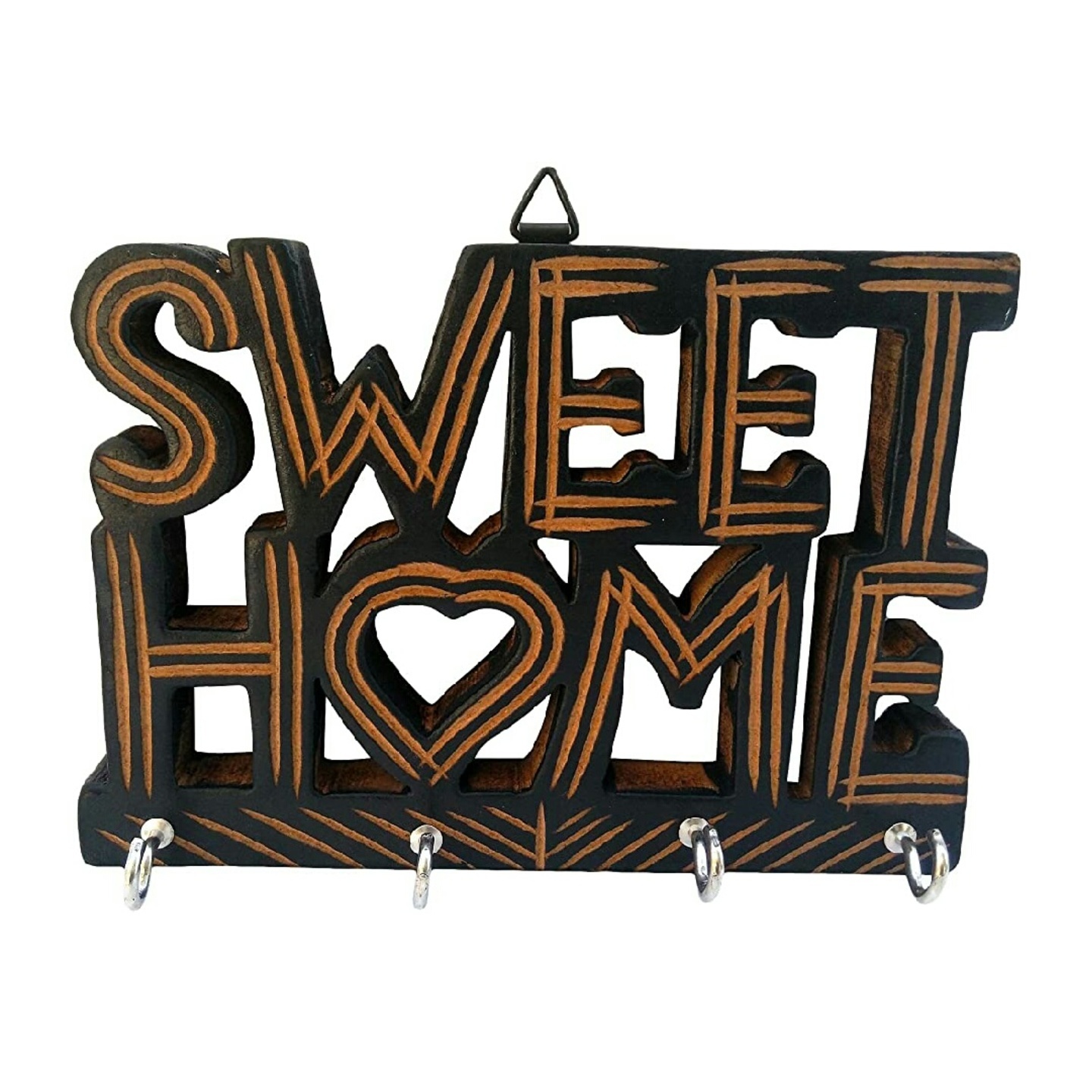 Wooden MDF Sweet Home Shape Wooden Key Holder Pack of 2