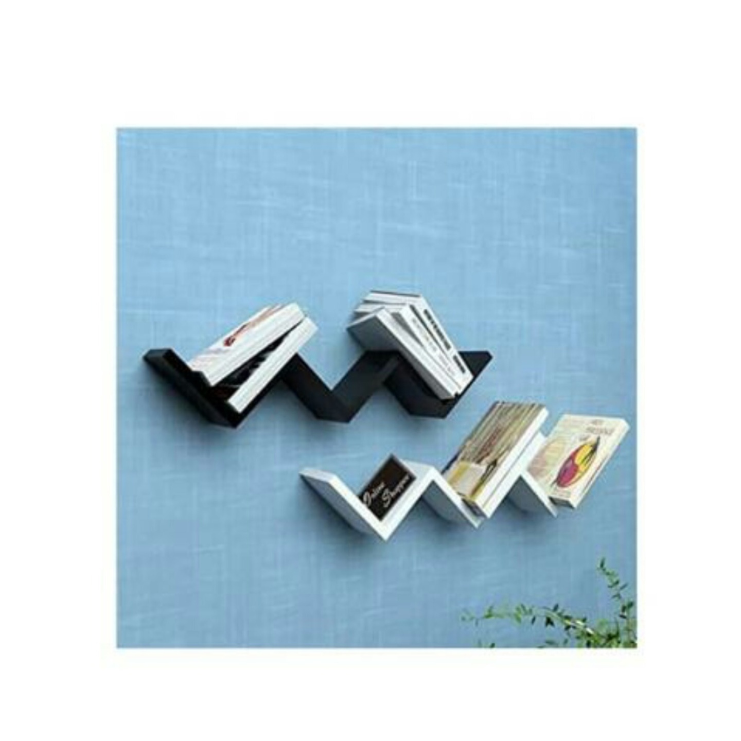 Wood MDF Wall hanging Book Shelf with 2 racks