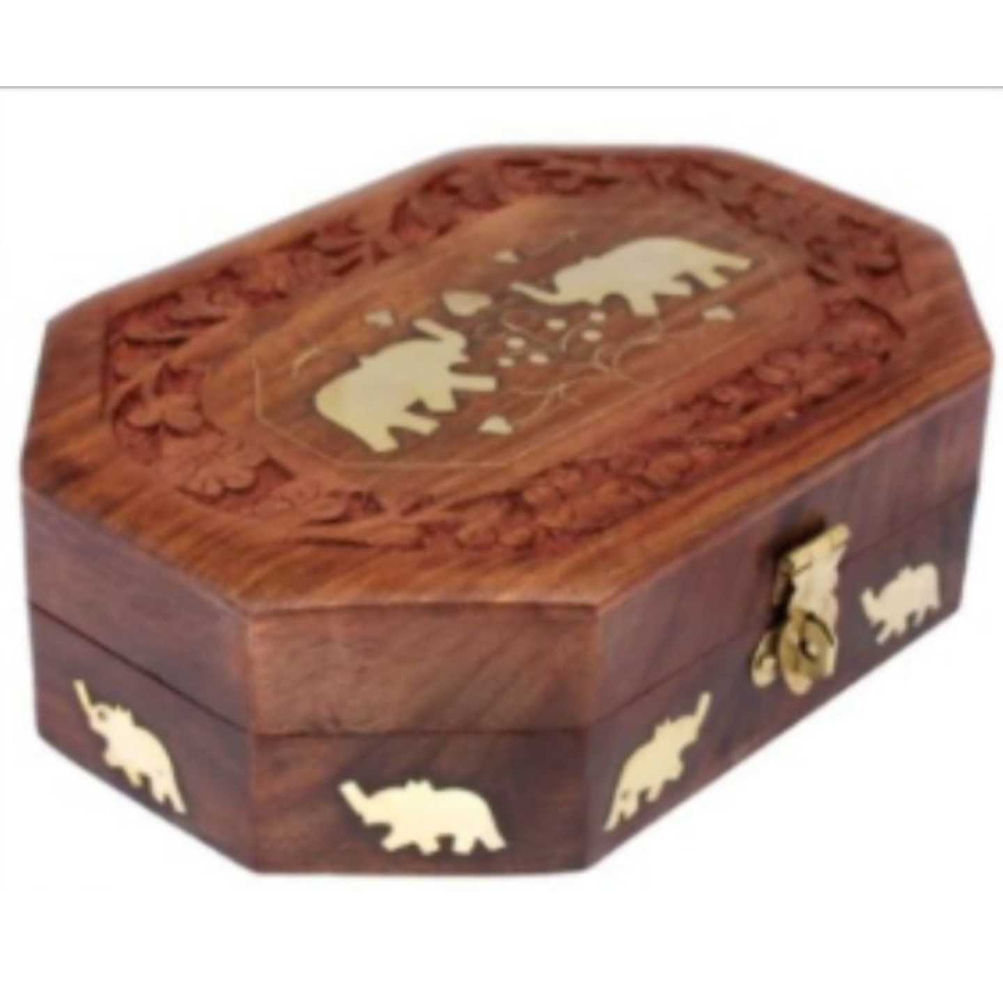 Hard wood Jewellery box with brass inlet design