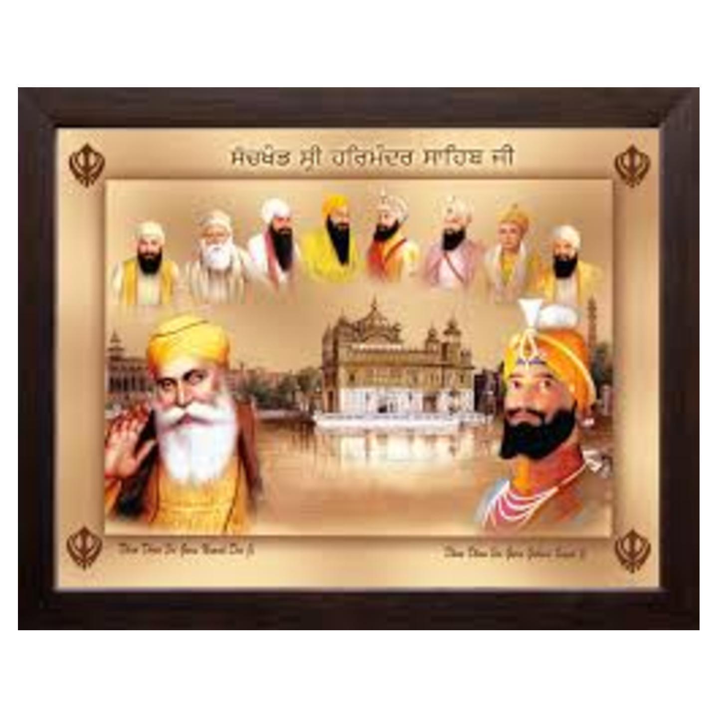 Wooden finish divine Sikh Guru Frame in assorted patterns 24*36 inches
