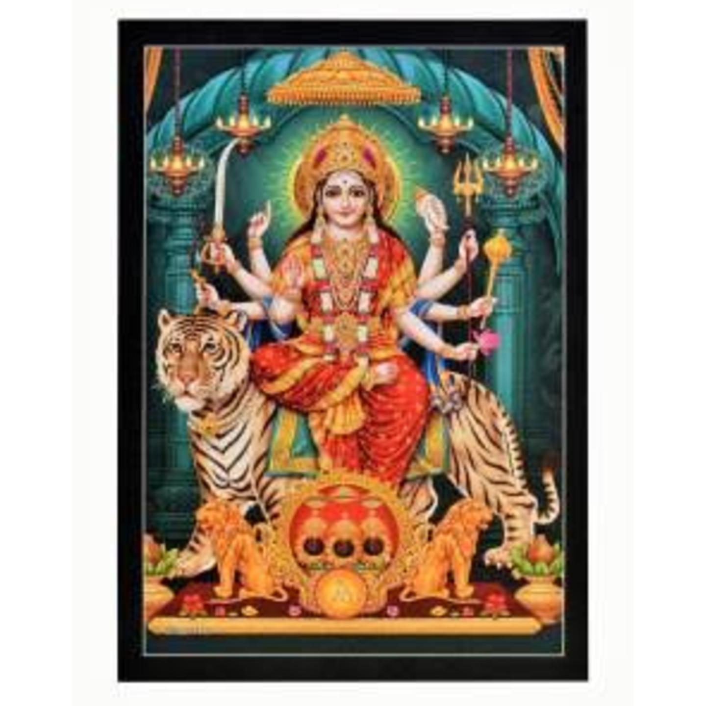 Wooden finish Divine Sherawali Mata Frame in 18*6 inches