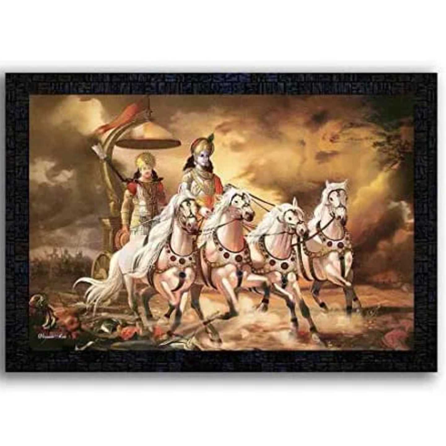 Wooden Finish Shri Krishna Assorted Wall Frame 20*40 inches