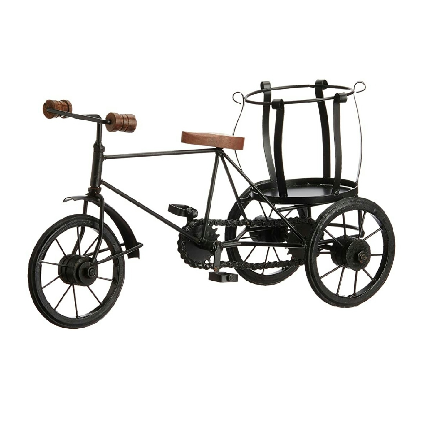 Wood & Iron Miniature Rickshaw cum bottle stand