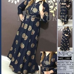 ð*Beautiful Gold Printed Long Stylish Kurti with Detachable Belt*ð