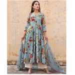DESIGNER NEW BEAUTIFUL PRINTED GEORGETTE SALWAR SUIT AND FANCY NECK STYLE WITH FANCY RAYON PLAZZO