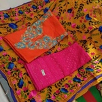 GEORGETTE HANDI CRAFT DUPATTA+KASHMIRI KURTI WITH MASTANI SET