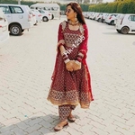 PRESENTING NEW FANCY DESIGNER HEAVY EMBROIDERY WORK LONG KURTI - PENT WITH DUPATTA