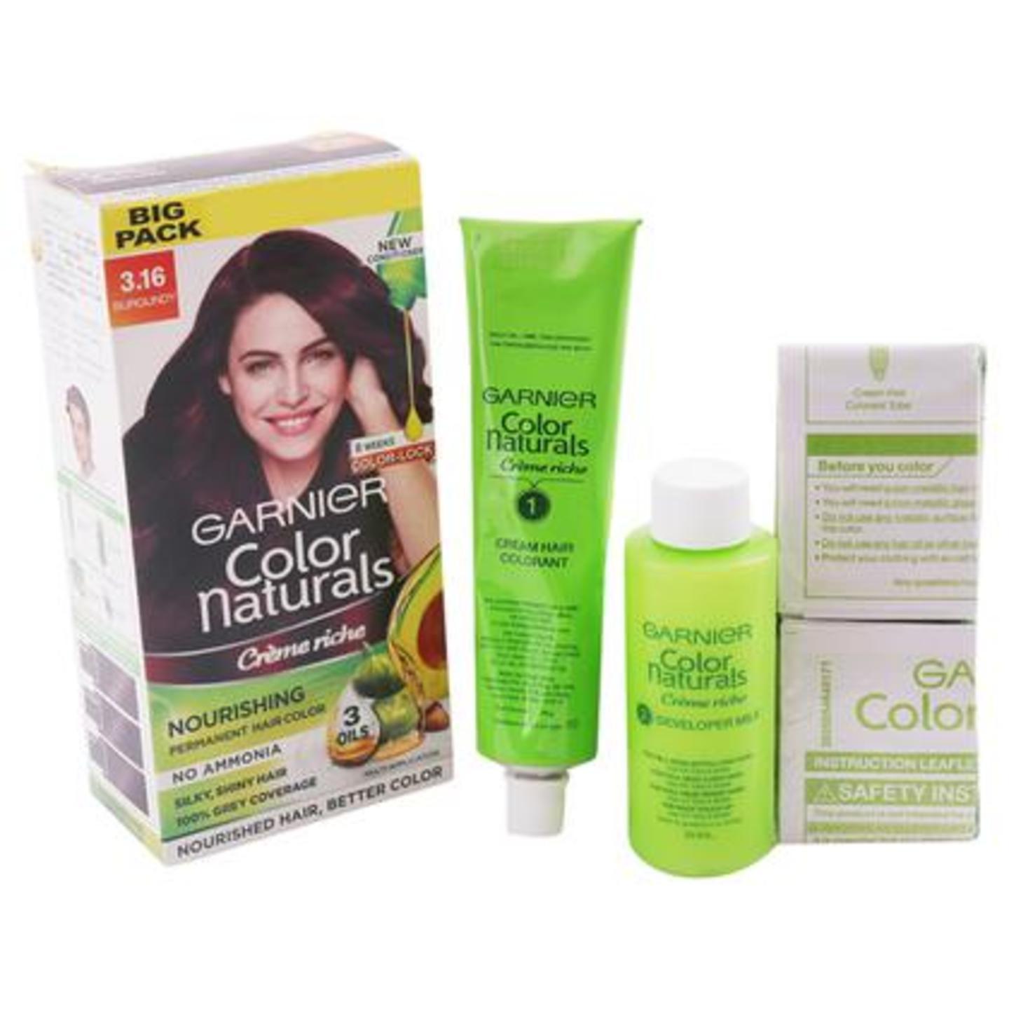 Garnier Color Naturals Creme Riche Ammonia Free Hair Color, Burgundy 70 ml + 60 g