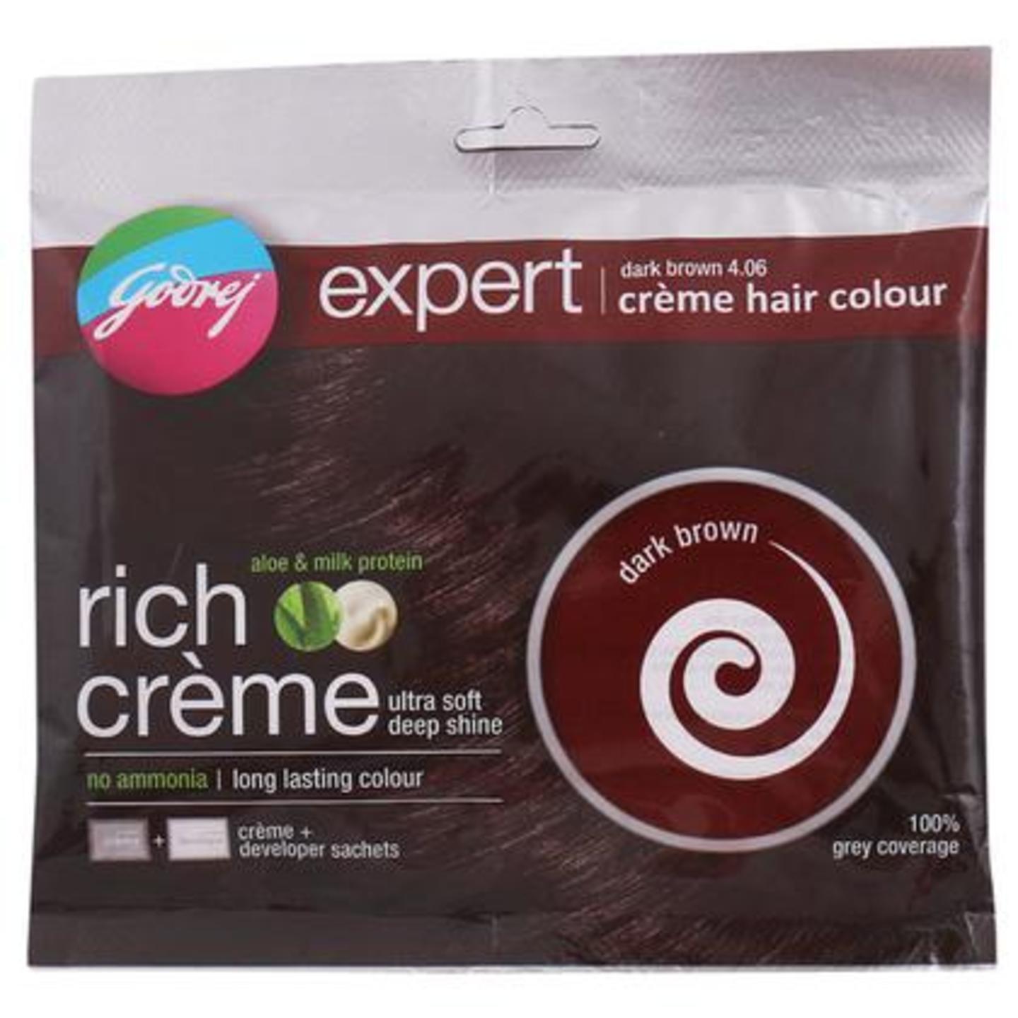 Godrej Expert Rich Creme Ammonia Free Hair Colour, Dark Brown (20 g + 20 ml)