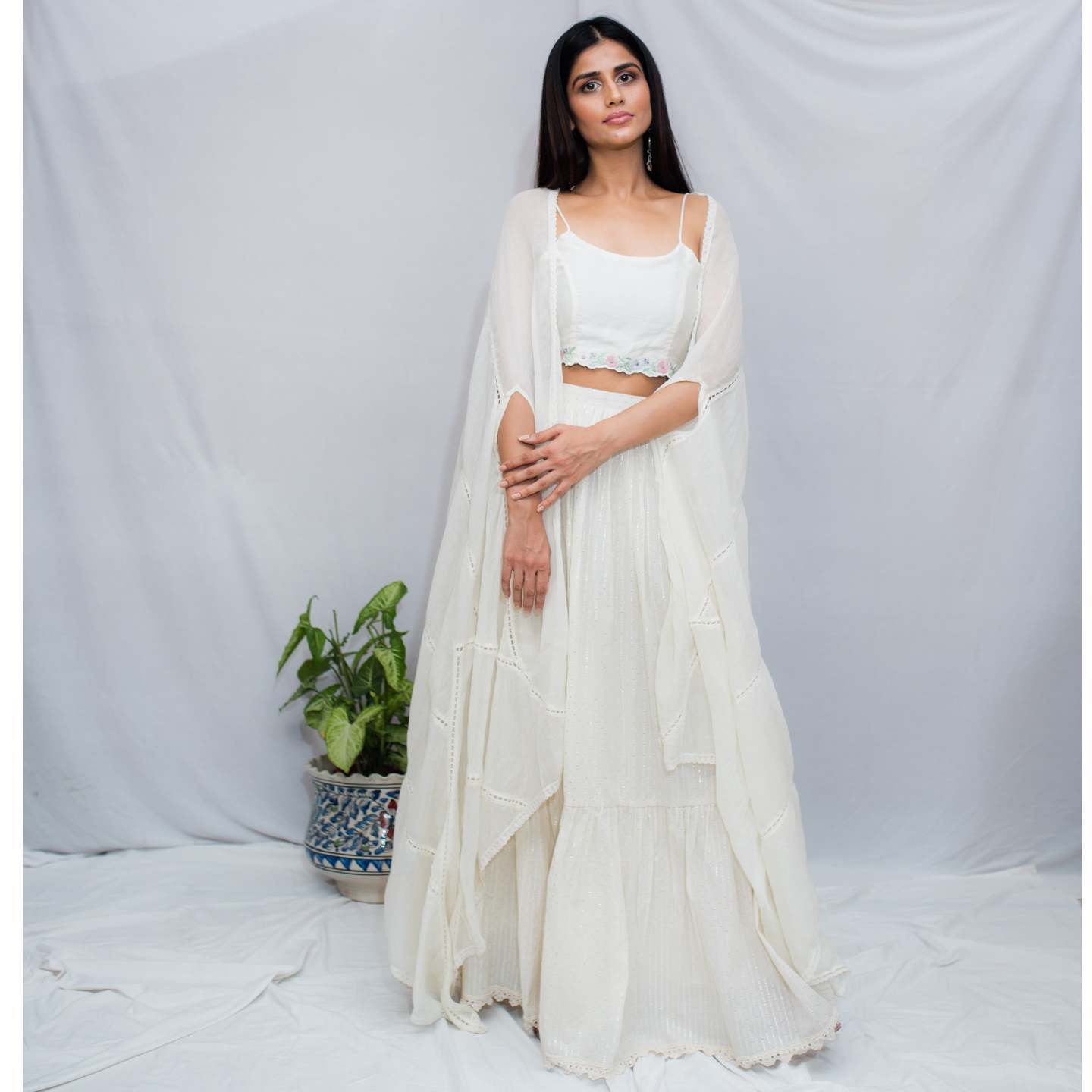 Off White Crop Top Skirt Set Price inc. of GST