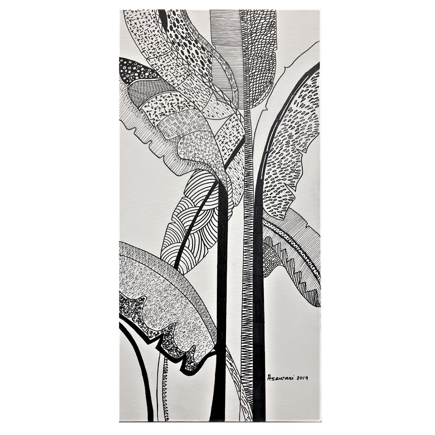 Black and white Banana trees-2