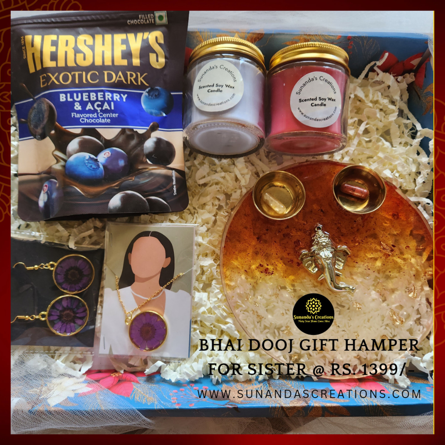 BHAI DOOJ GIFT HAMPER CURATED GIFT FOR SISTER  HANDMADE WITH LIVE