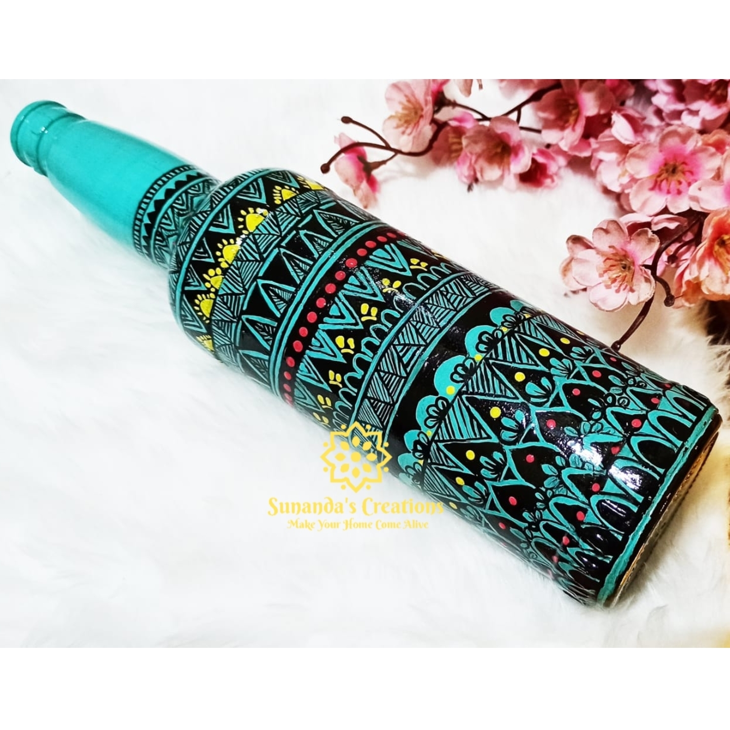 Mandala ArtIntricate designHand PaintedBottle Art