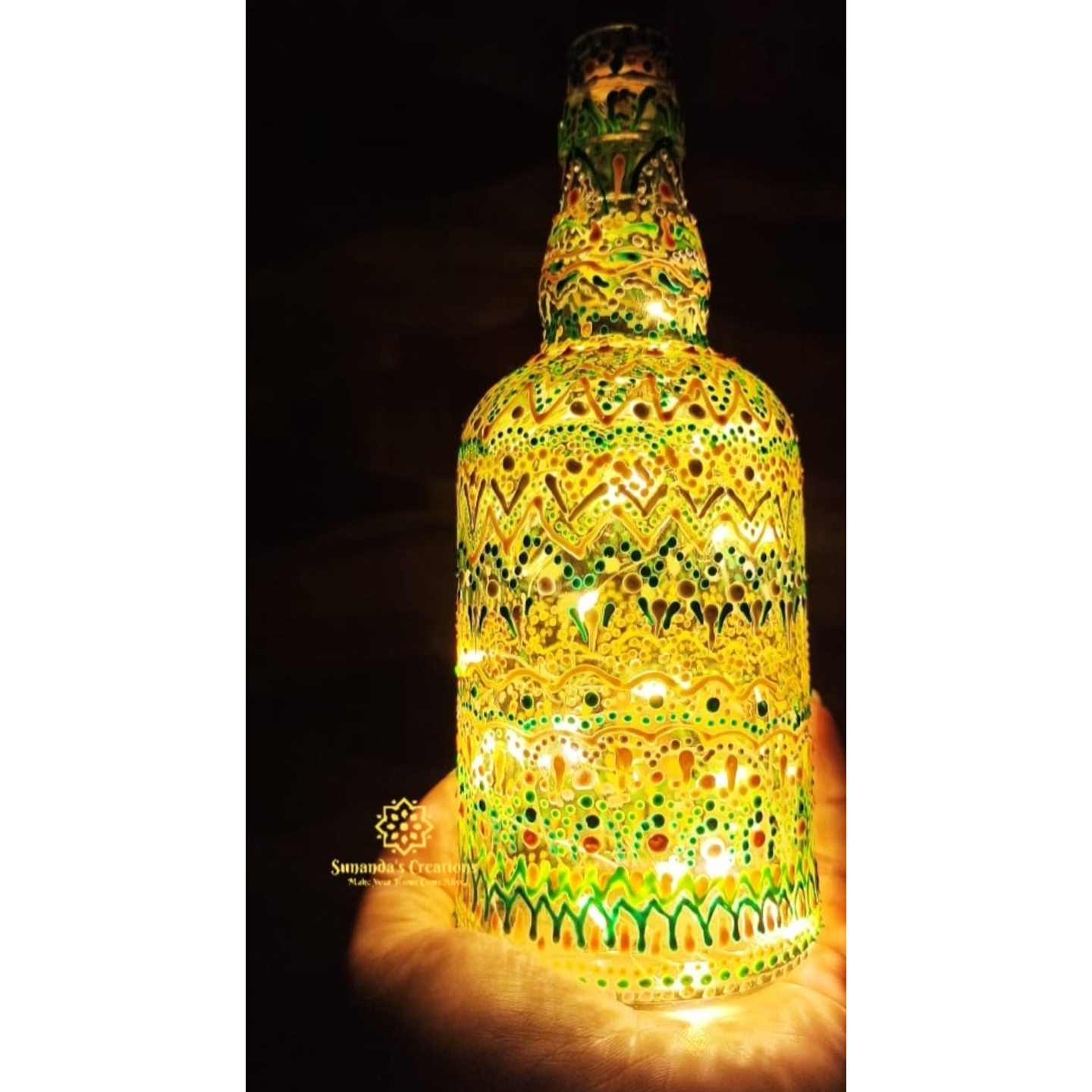 Mandala ArtIntricate designHand PaintedBottle Lamp