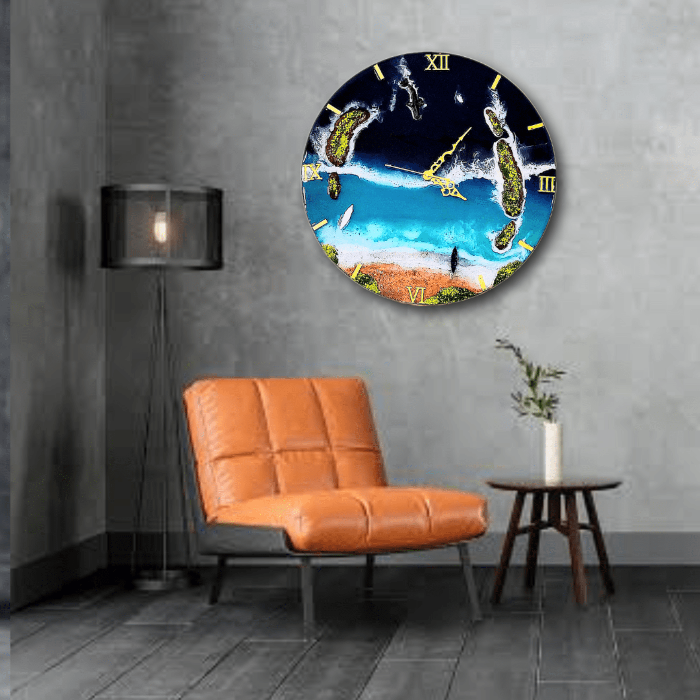 Beach Theme Wall Clock with miniatures 16