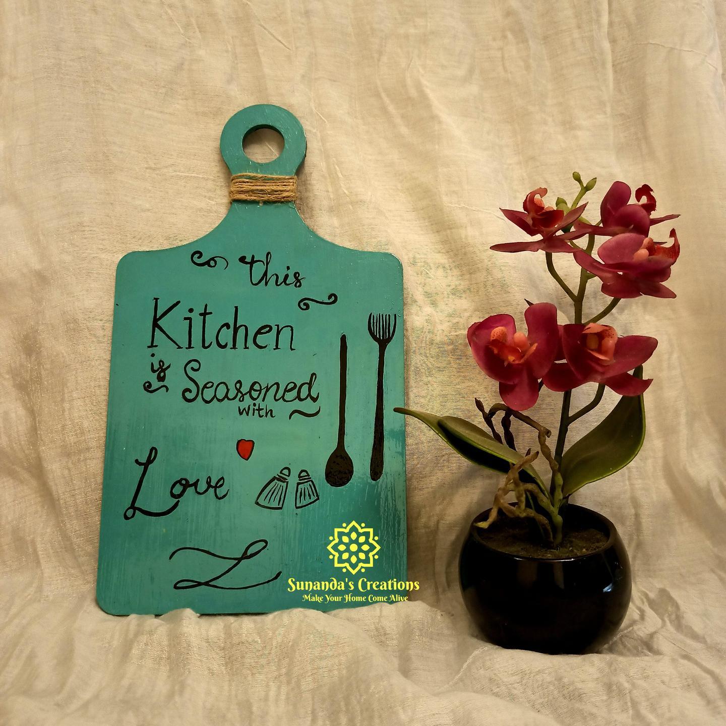 This kitchen is seasoned with love Hand painted Chopping board