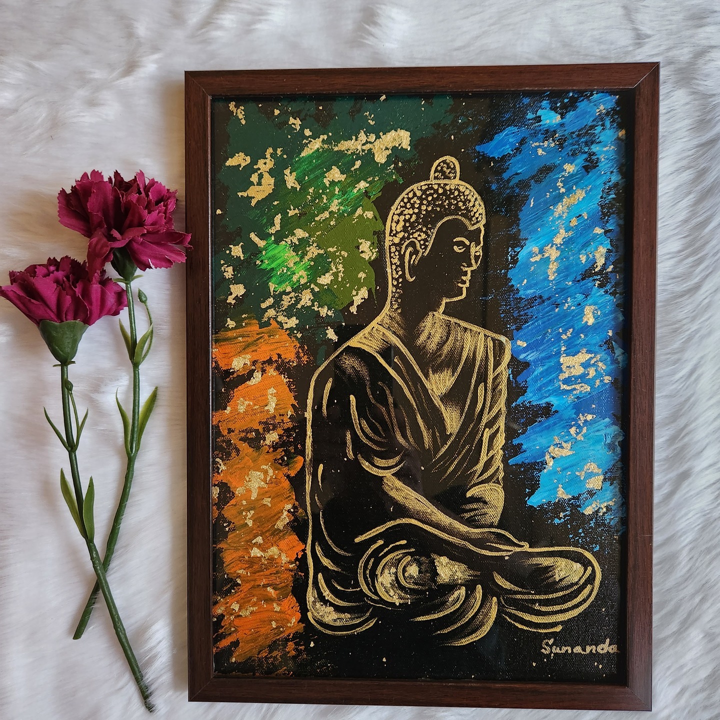 Hand painted Buddha Canvas Painting with frame