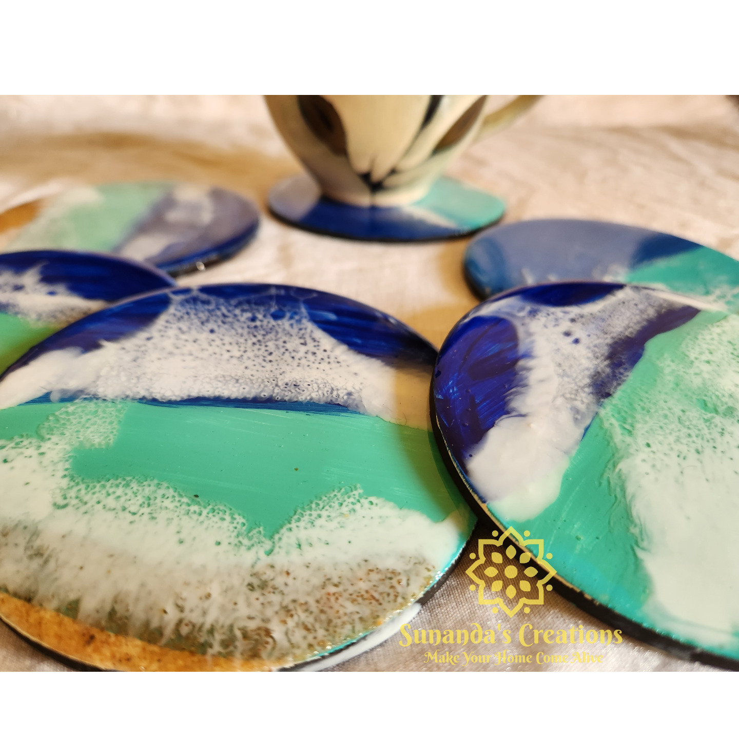 Beach Themed Coasters with resin coated