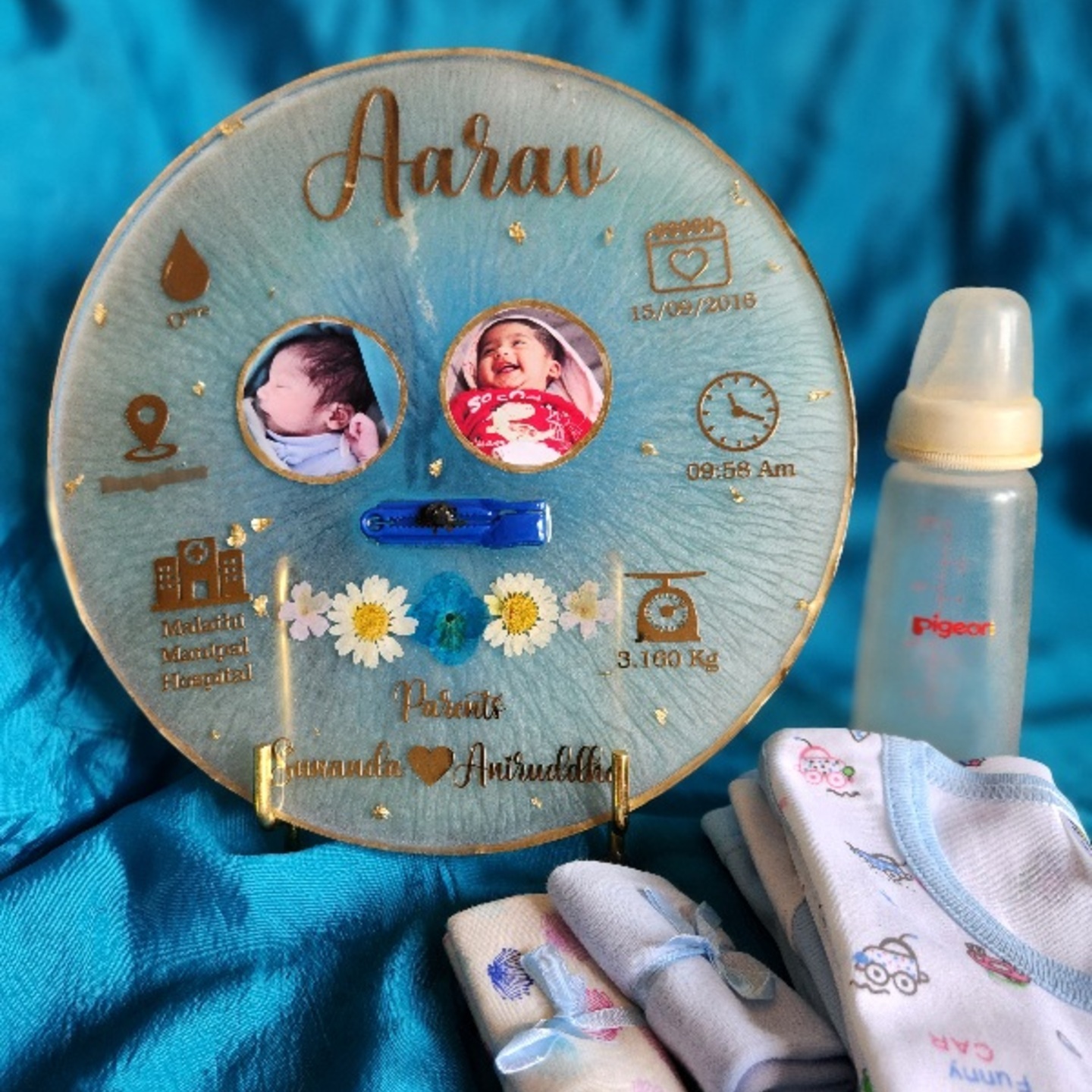 Personalized Photo Plate Umbilical cord preservation Resin Photo Plate