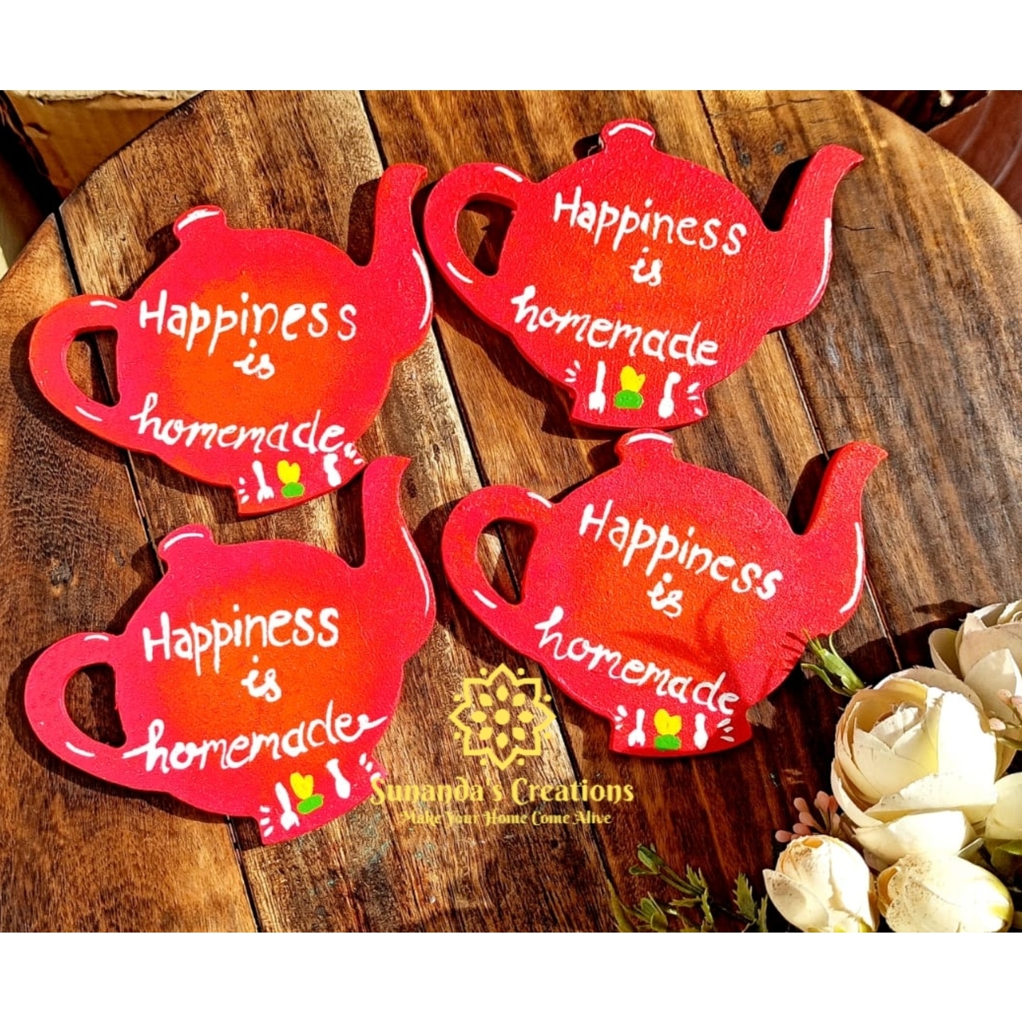 Handpainted Tea-pot design Coasters