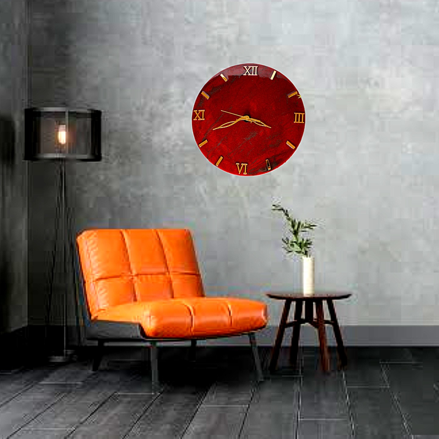 Wall Clock Red wine & sheds of grey
