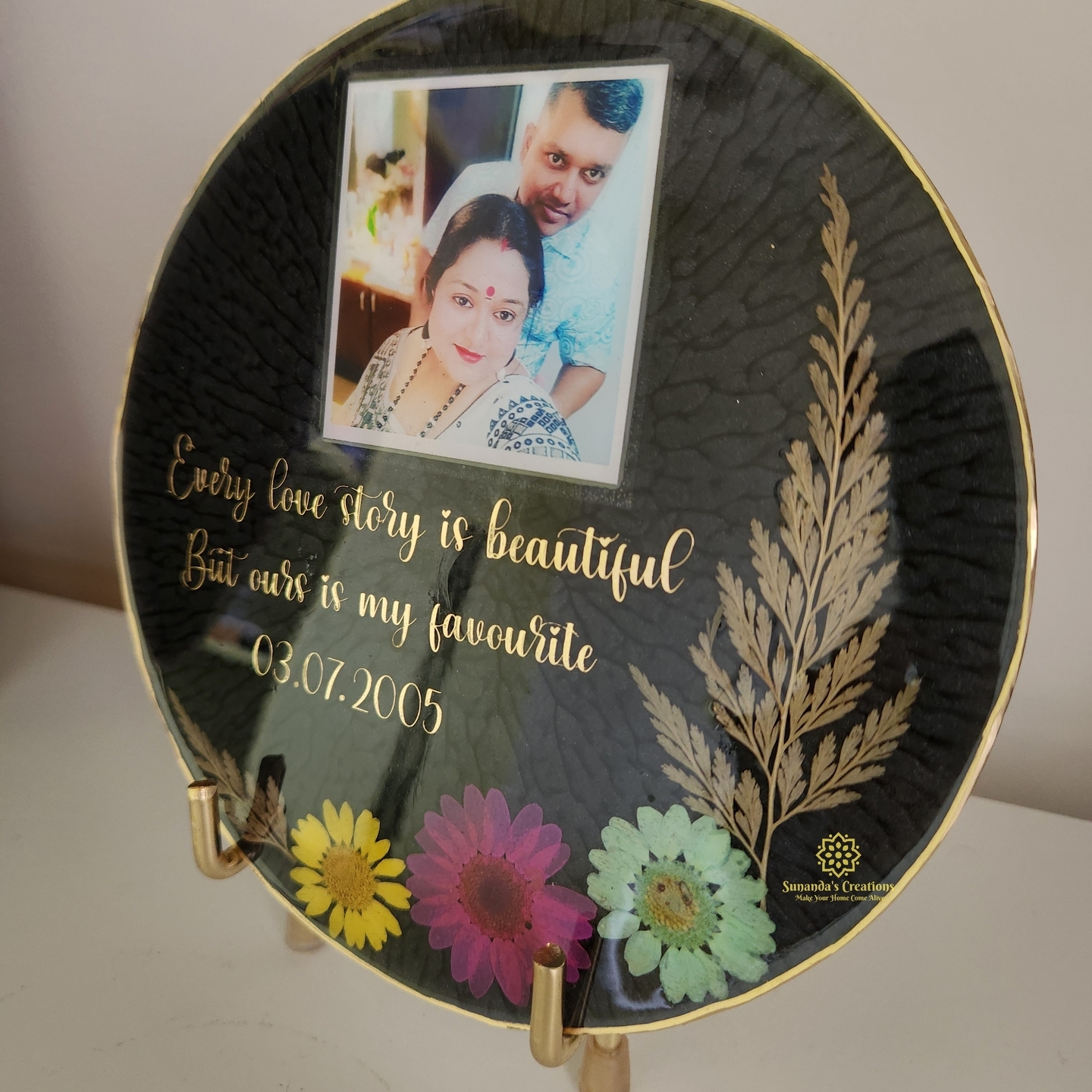 Personalised Photo FrameHandmade Gifts Golden & Black