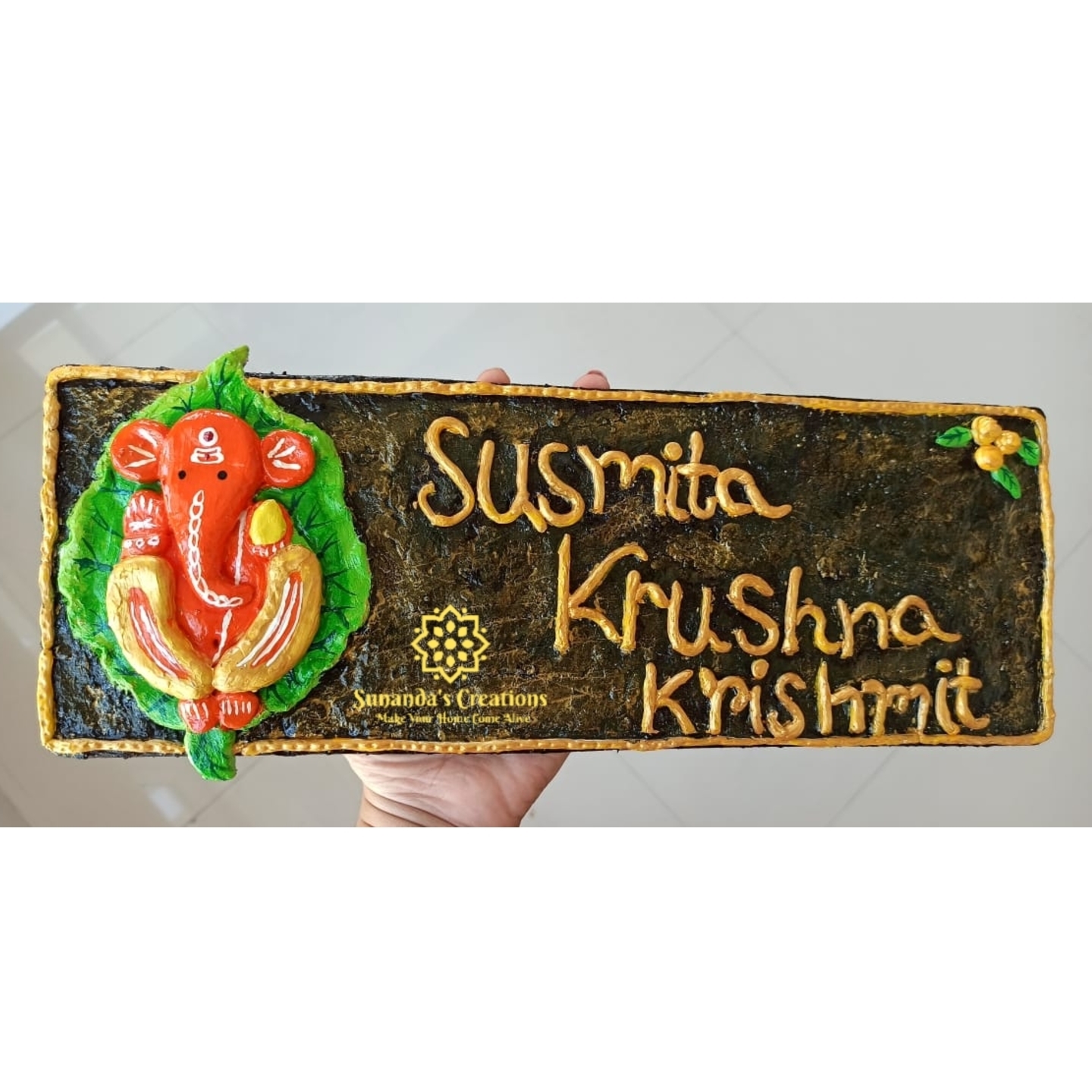 Ganesha Design Handmade Nameplate