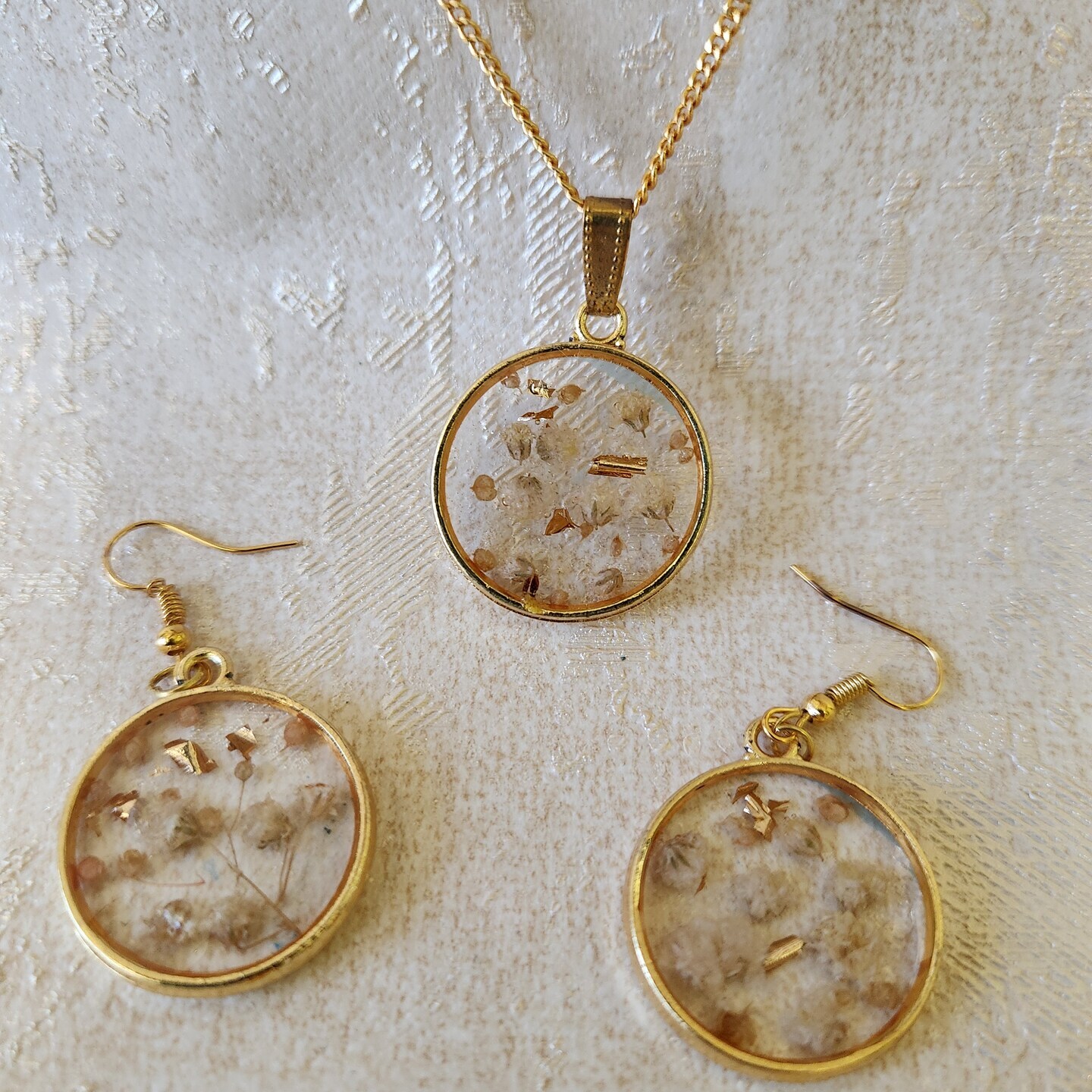 Handcrafted Real Dried Flower Necklace Set